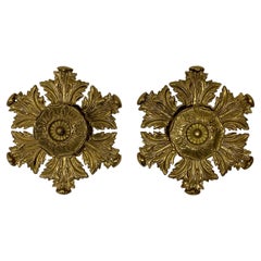 Pair of Hollywood Regency Dore' Bronze Neoclassic Door Handles