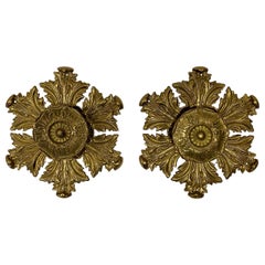 Pair of Hollywood Regency Dore' Bronze Neoclassic Door Handles