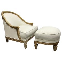 Ralph Lauren Antique Style Lounge Chair and Ottoman