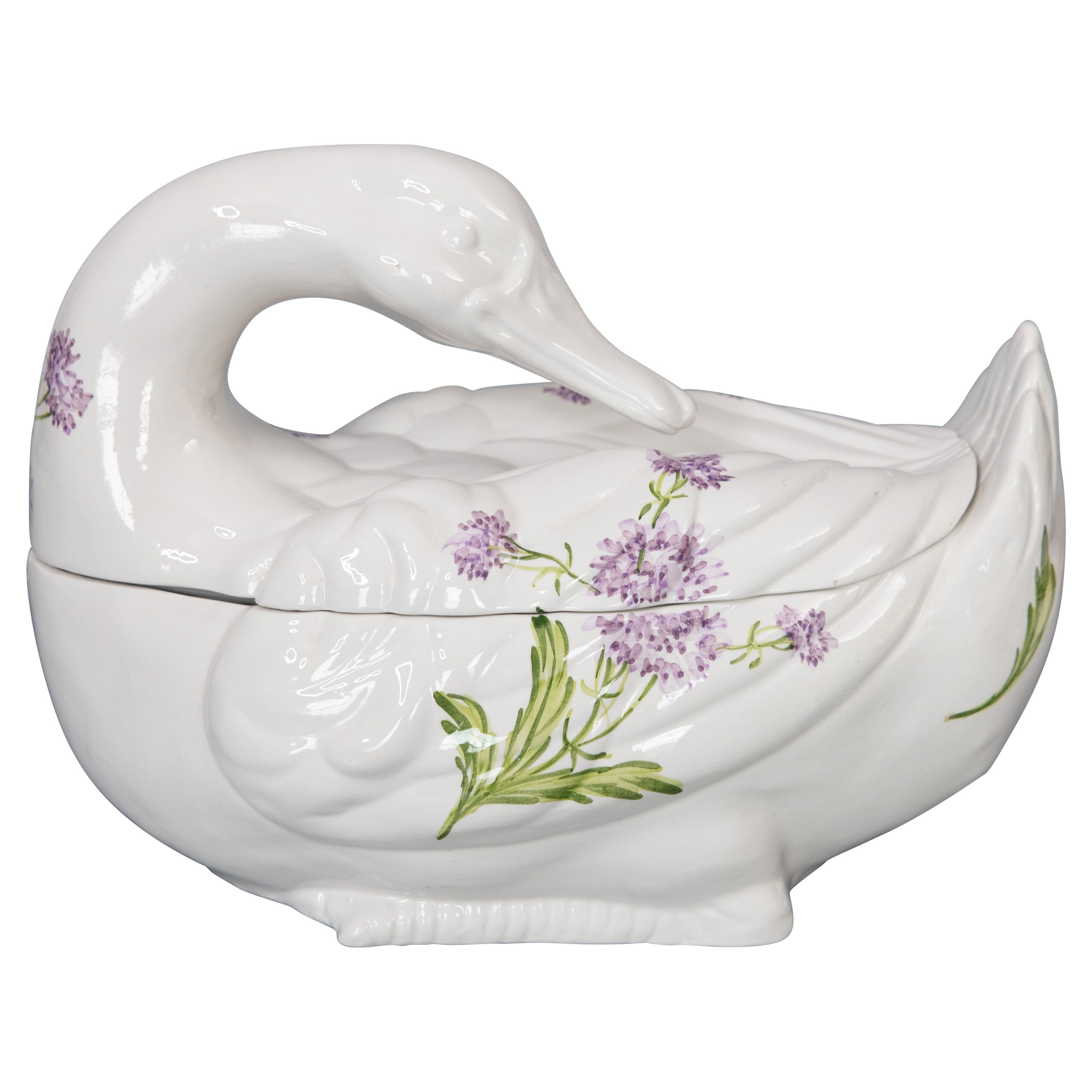 Vintage Italian Ceramic Swan Soup Tureen For Sale