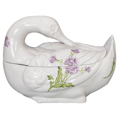 Sopera de cerámica italiana vintage con forma de cisne
