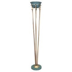 Vintage Relco Italian Halogen Tortiere Floor Lamp with Figural Brass Serpants