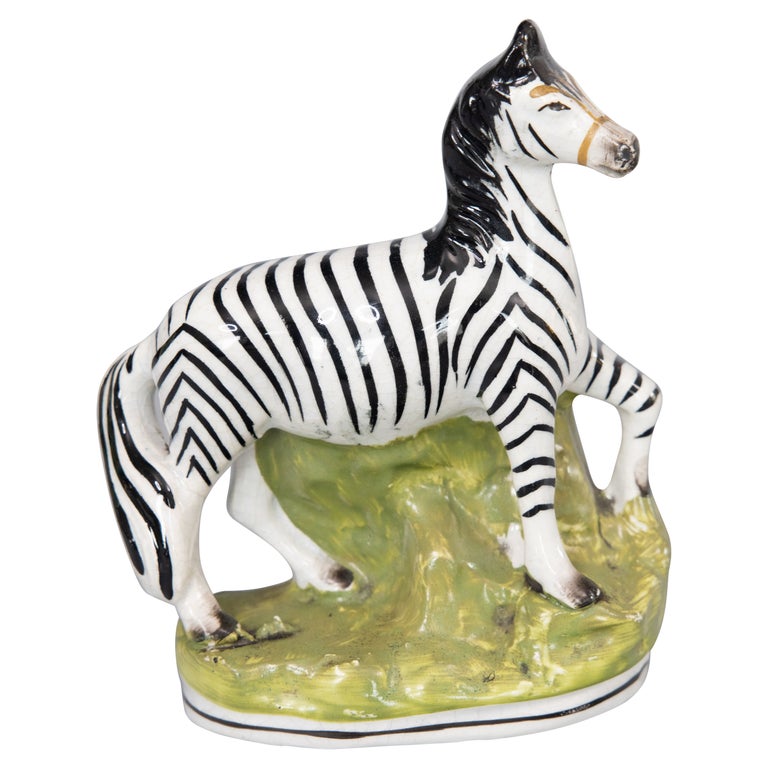 19th Century English Staffordshire Zebra Figurine For Sale at 1stDibs