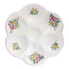 Vintage French Luneville Floral Porcelain Oyster Plate, circa 1900