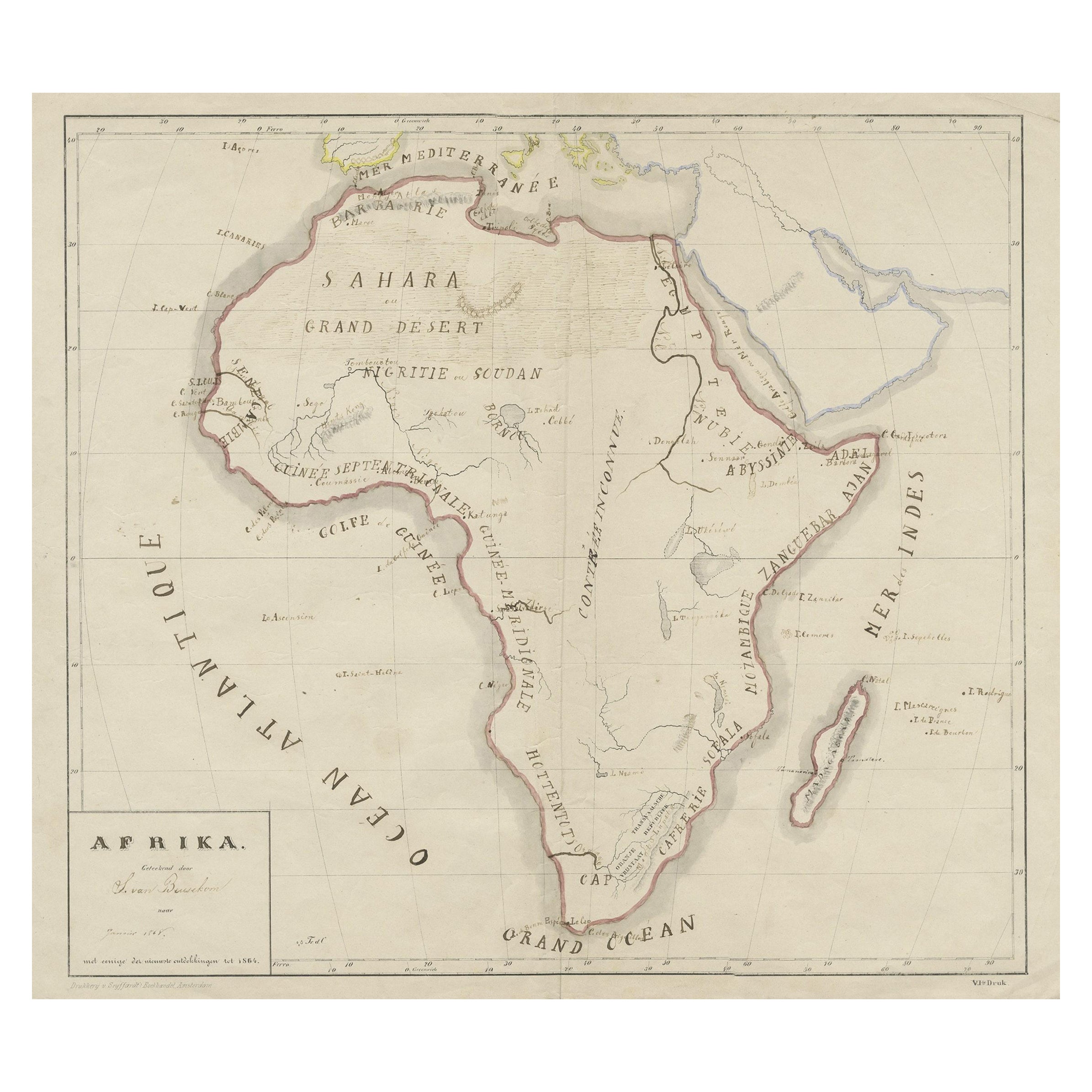 Original Antique Map of Africa