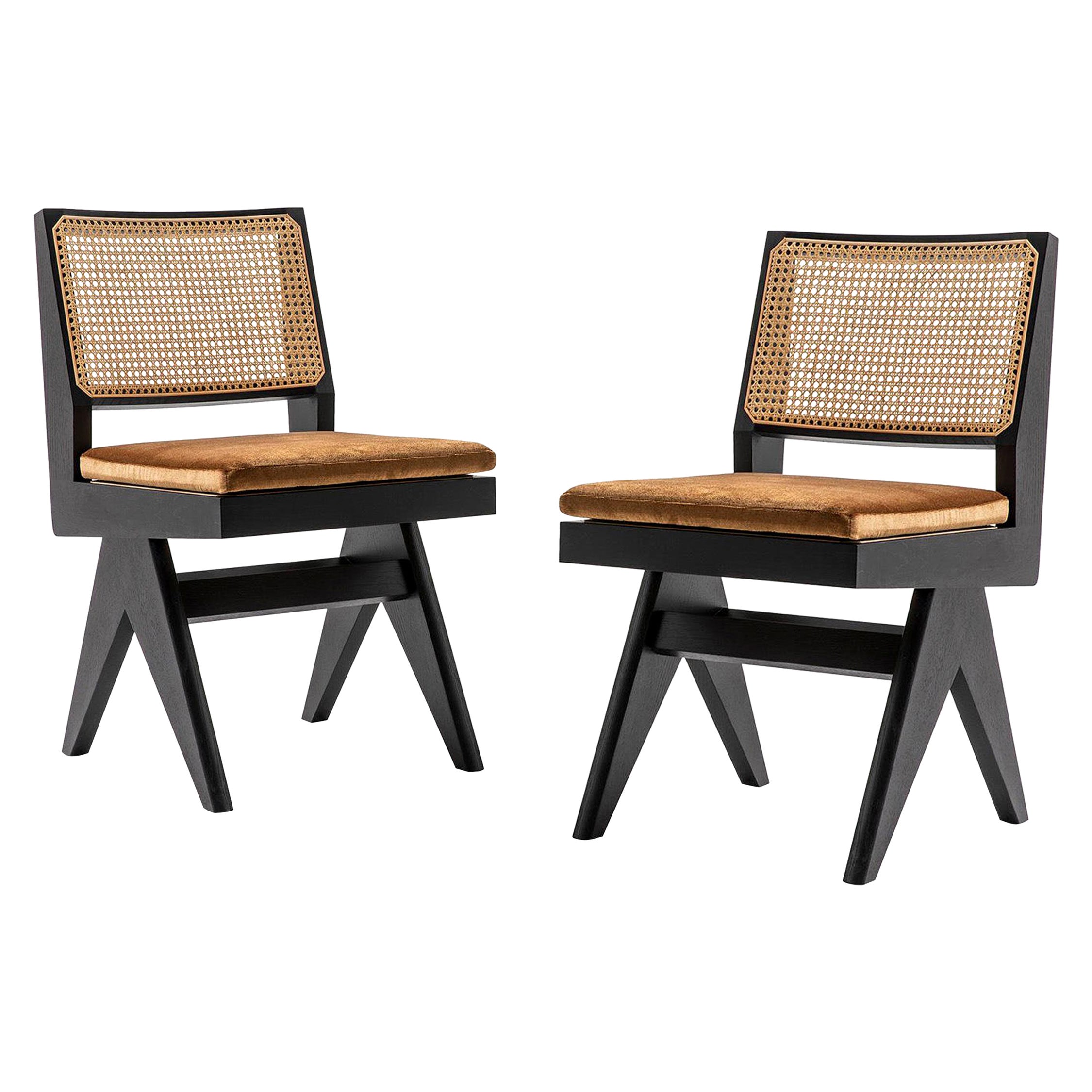 Set of Two Pierre Jeanneret 055 Capitol Complex Chairs by Cassina