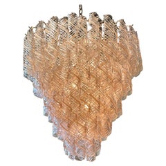 Vintage Spiral Blush Colored Murano Glass Chandelier