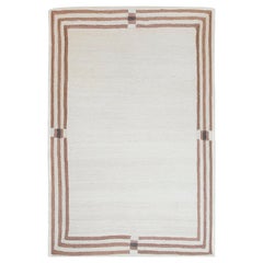 Tapis de jute moderne tissé à la main en ivoire et marron clair Valance Serenity