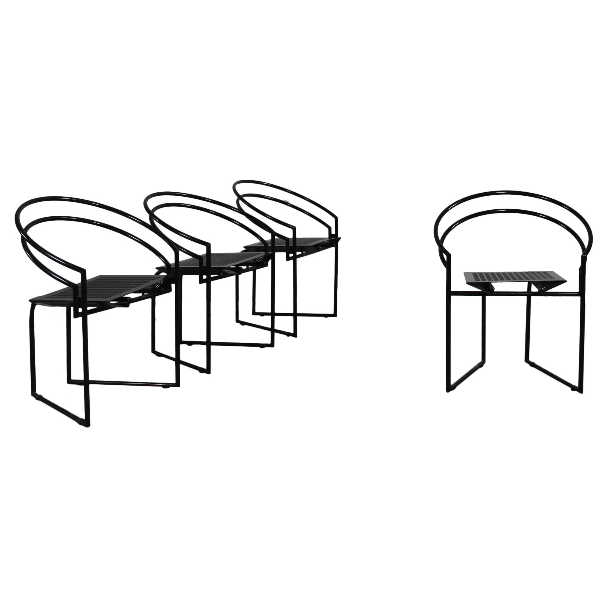 Mario Botta Set of Four 614 or La Tonda Chairs in Black Lacquered Steel by Alias