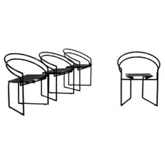 Vintage Mario Botta Set of Four 614 or La Tonda Chairs in Black Lacquered Steel by Alias
