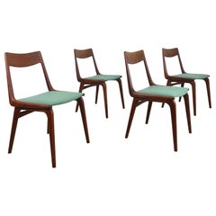 4x Danish Teak Boomerang Chairs by Alfred Christensen, 1950s restored