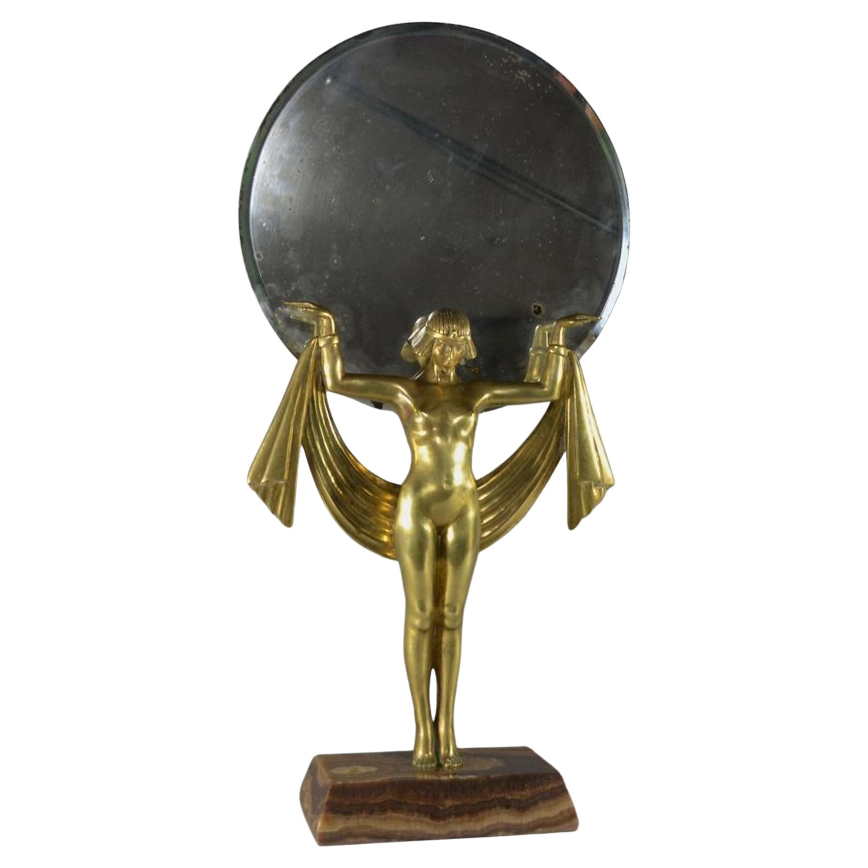 Fanny Rozet Bronze Egyptian Dancer Figural Mirror