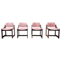 Mid-centrury italian velvet dining chairs, set of 4, 1960's