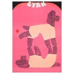 Vintage Cyrk Balancing Dog Poodles 1971 Polish B1 Circus Poster, Zukowska