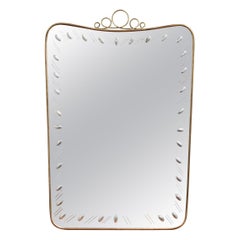 Mid-Century Italian Wall Mirror with Top Flourish, 'circa 1950s'