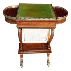 English Regency Kingswood Bouillotte Inlaid Games Table with Paw Casters, C 1780