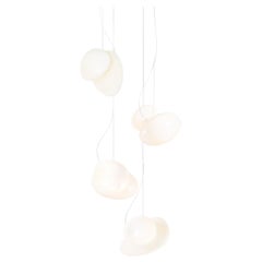 Contemporary Chandelier 'Pebble', 4 Pendants, White, Cluster