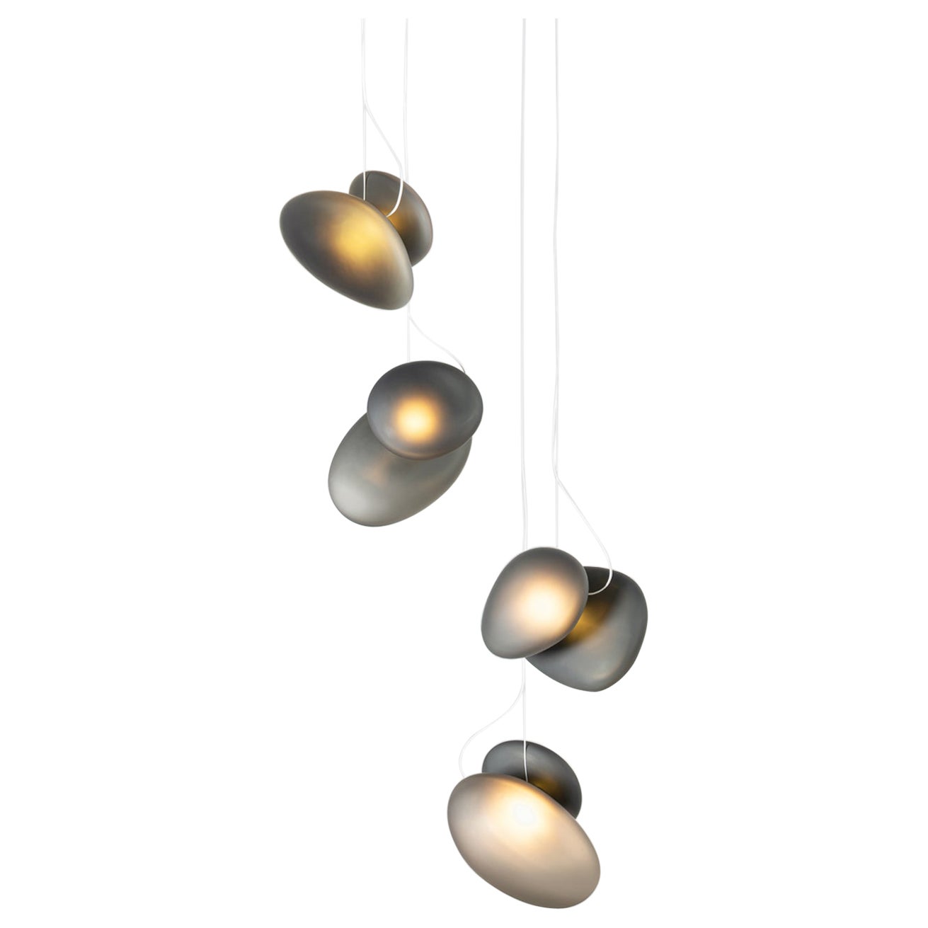 Lustre contemporain Pebble, 4 plafonniers, gris, Helix