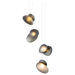 Contemporary Chandelier 'Pebble', 4 Pendants, Gray, Helix