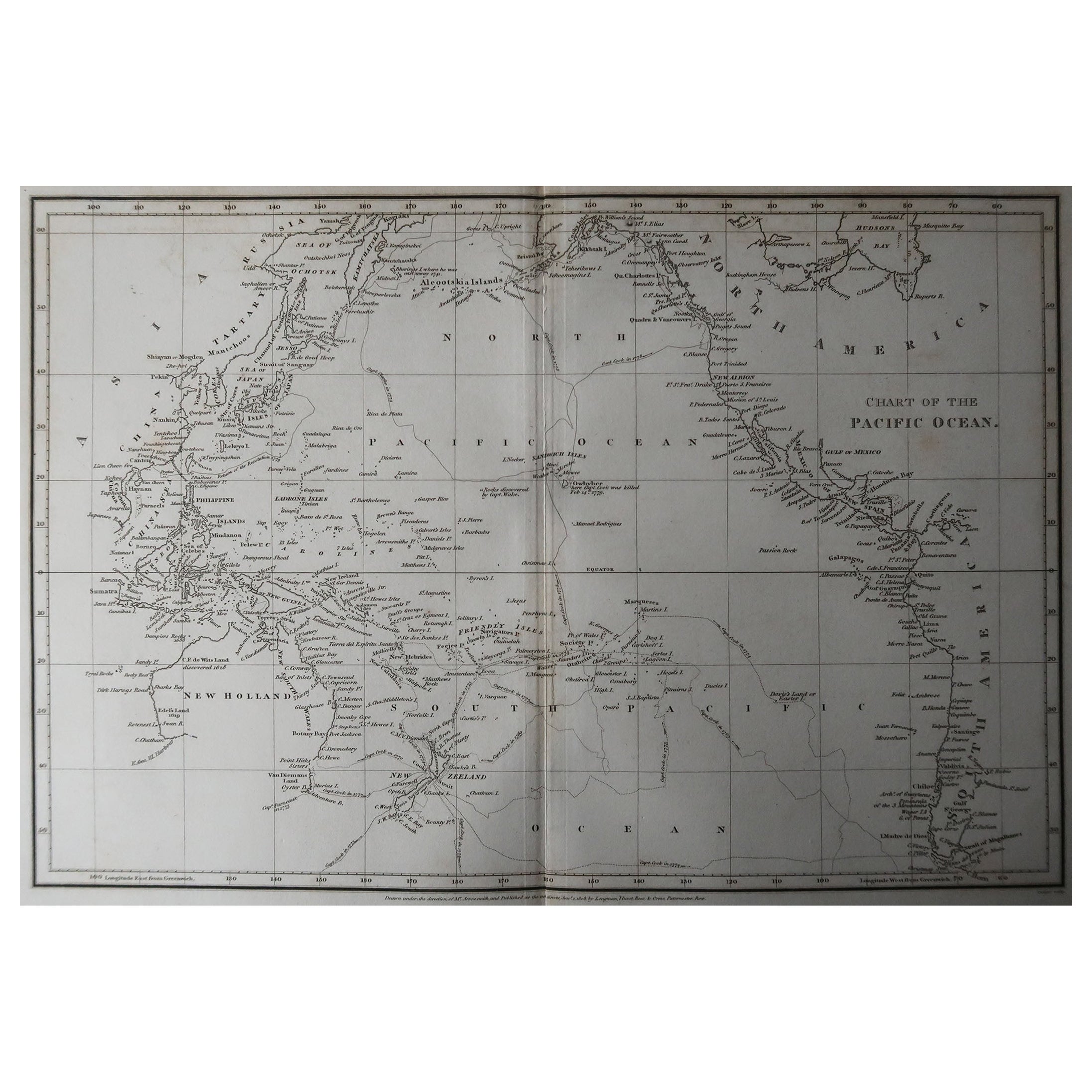 Great map of The Pacific Ocean

Drawn under the direction of Arrowsmith

Copper-plate engraving

Published by Longman, Hurst, Rees, Orme and Brown, 1820

Unframed.
