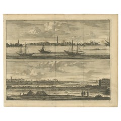 Antique Print with Views of the Nile, Egypt