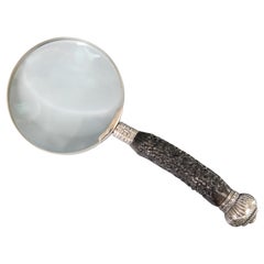 Antique Antler Horn & Silver Hand Magnifying Glass, Sheffield, England, 1912