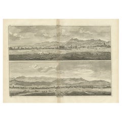 Antique Print with Views of Qom and Kashan, Persia, Iran