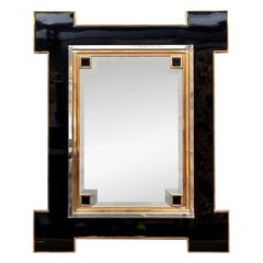 Lacquer And Mixed Metal Mirror By Alain Delon For Maison Jansen 1970’s
