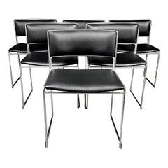 1960s Fabricius / Kastholm Fk90 Chrome and Black Leather Stacking Chairs