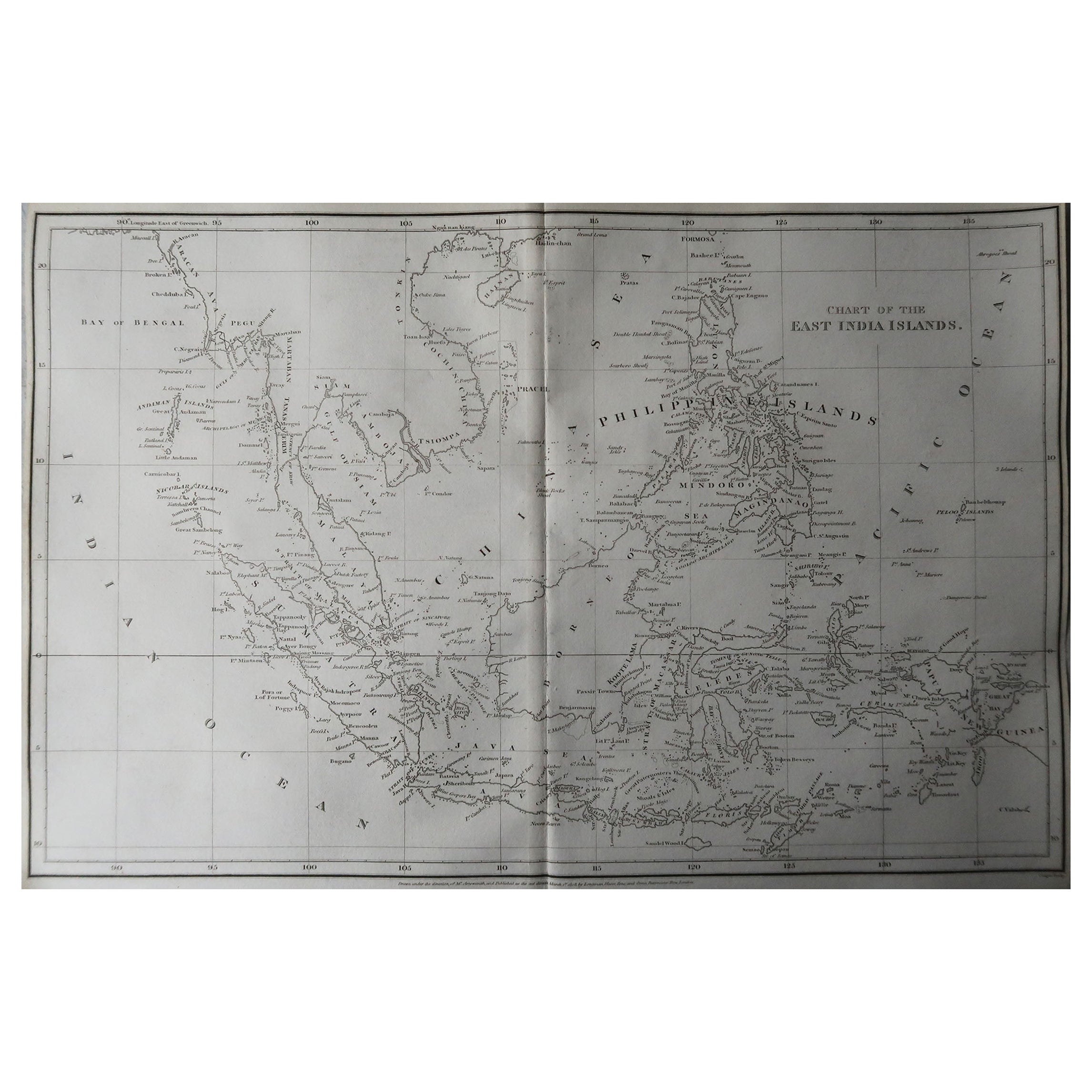 Great map of South East Asia

Drawn under the direction of Arrowsmith

Copper-plate engraving

Published by Longman, Hurst, Rees, Orme and Brown, 1820

Unframed.