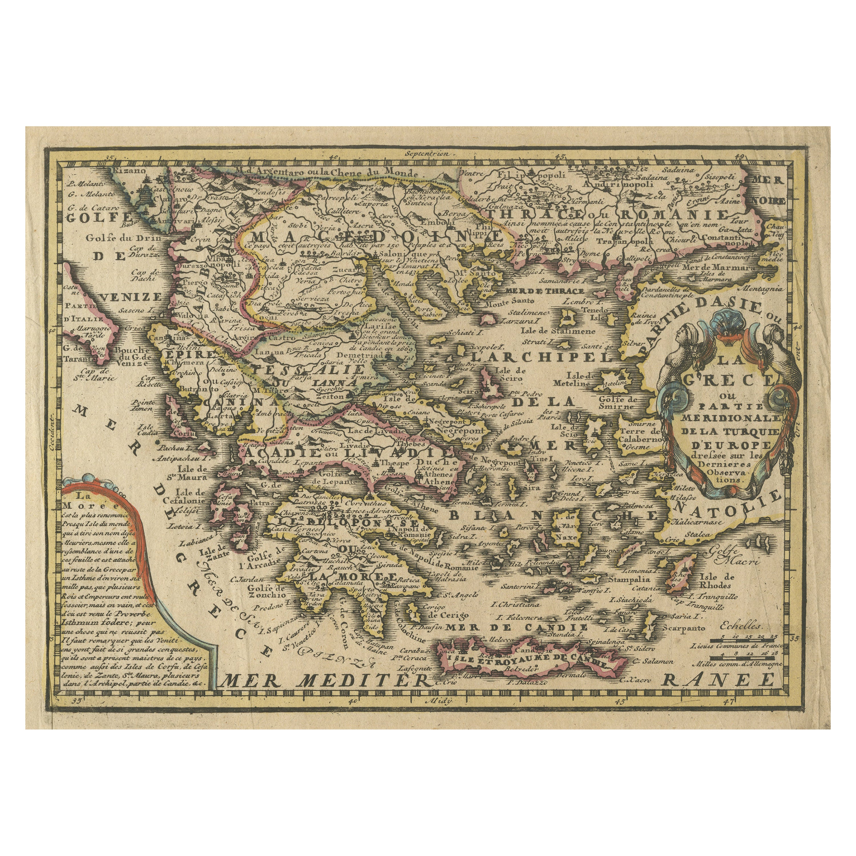 Carte ancienne de Grèce et d'une partie de la Turquie