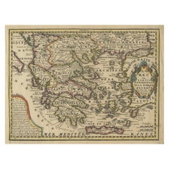 Mappa antica originale della Grecia e parte della Turchia