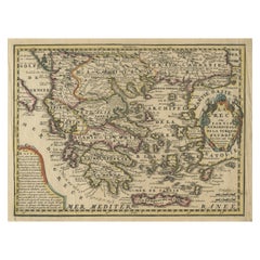 Original Antique Map of Greece and part of Turkey