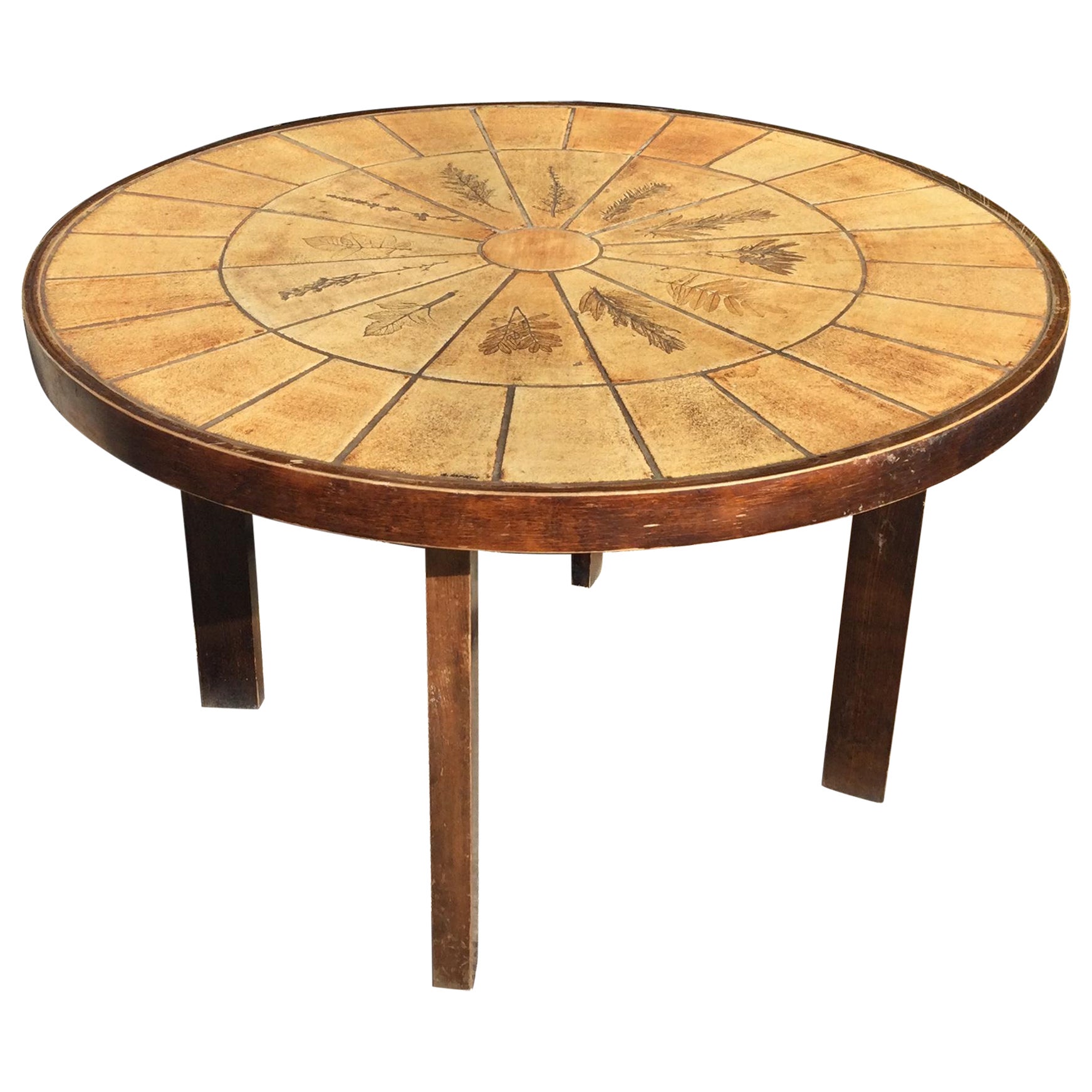 20th Century French Roger Capron Round Dining Table, 1960s