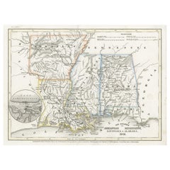 Antique Map of the Southern United States with Inset Map of New Orleans