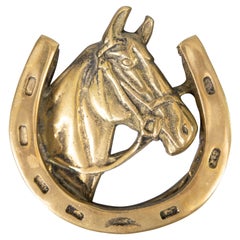 Vintage 1930s English Equestrian Brass Horse Door Knocker