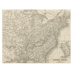 Antique Steel Engraved Map of the United States with Inset Map of Florida