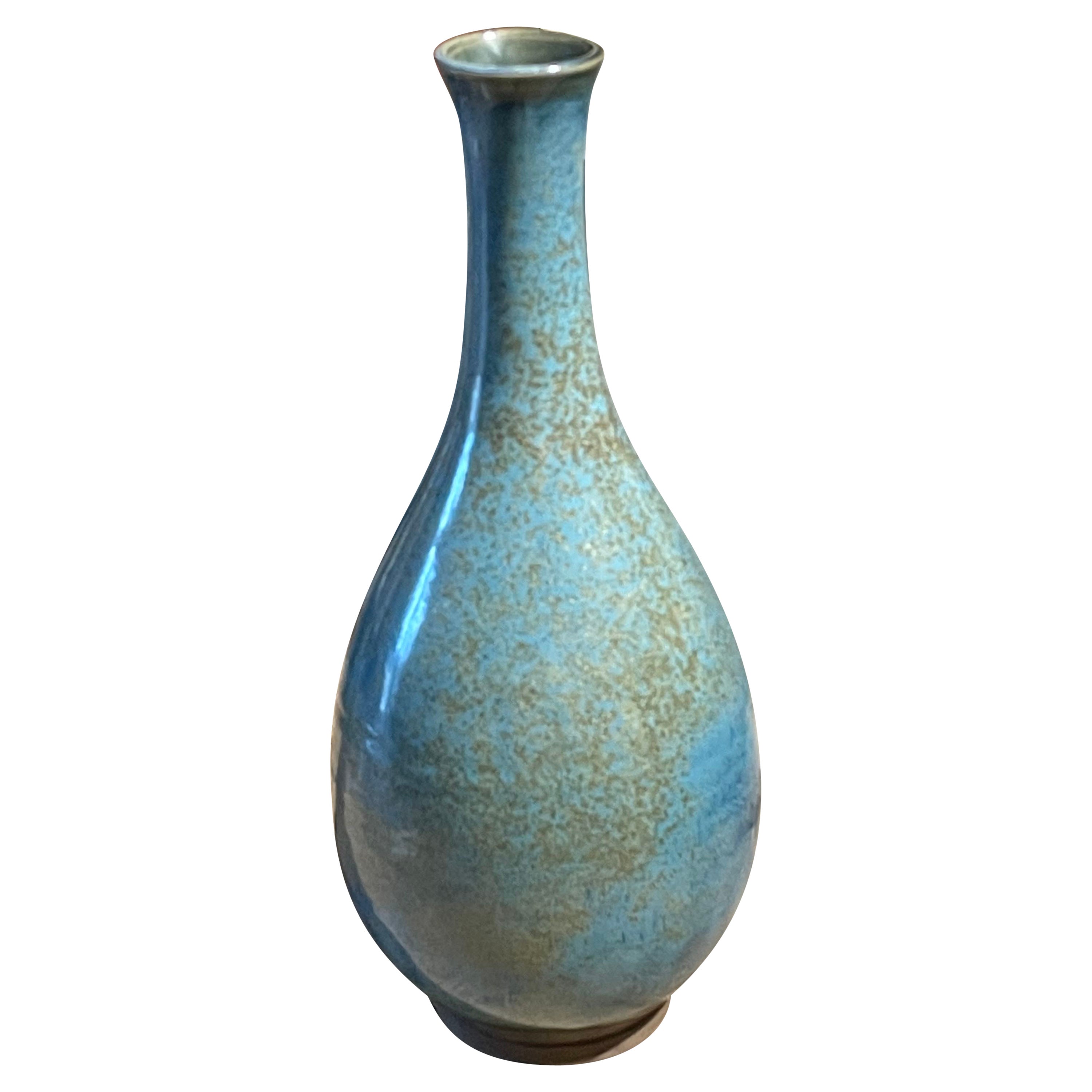 Light Purple Mottled Glaze Tall, Thin Neck Ceramic Vase, China