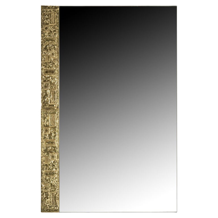 1960 Mirror Signed by Angelo Brotto in Gilt Bronze For Sale