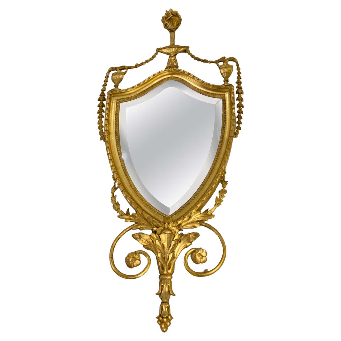 Giltwood Edwardian Shield Form Mirror In The Adam Taste For Sale At 1stdibs
