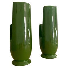 Mid-Century Modern Green Ceramic Table Lamps, Circa 1950s