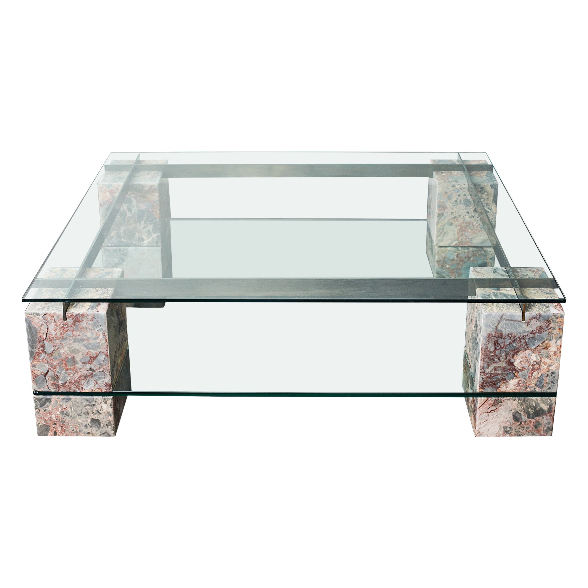 Artedi Marble Base and Glass Top Coffee Table 1970/80s at 1stDibs