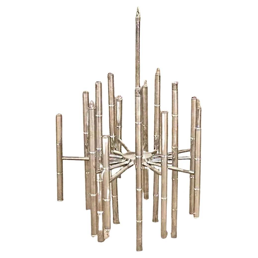 Lampadario Bamboo in cromo in vendita