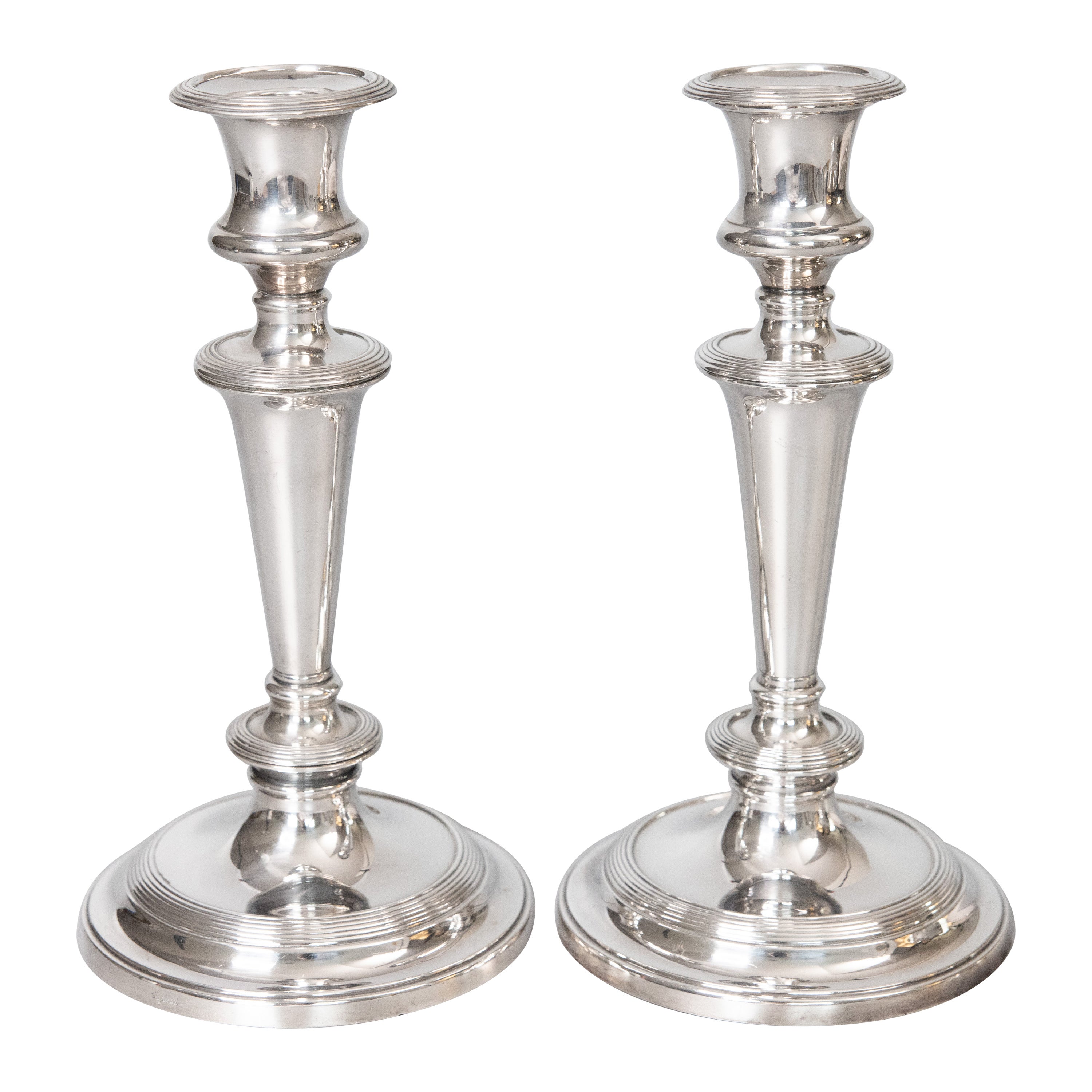 Pair of Antique English Silver Plate Candlesticks