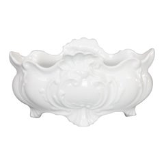 Retro French White Porcelain Cachepot Jardiniere Planter