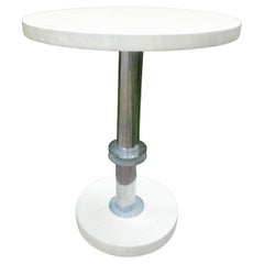French Modern Chrome and Parchment Table