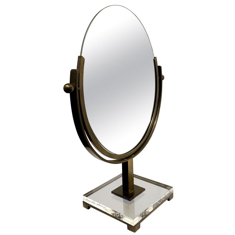 Large Vanity Table Mirror by Charles Hollis Jones in Brushed Brass and