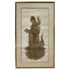 Mary Gardner Preminger Signed Buddha Print from 16th Century Buddhist Woodblock (Gravure sur bois bouddhiste du 16ème siècle)