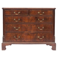 George III Mahogany Chest with Banded Top, Canted Corners, and Reeded Posts, 
