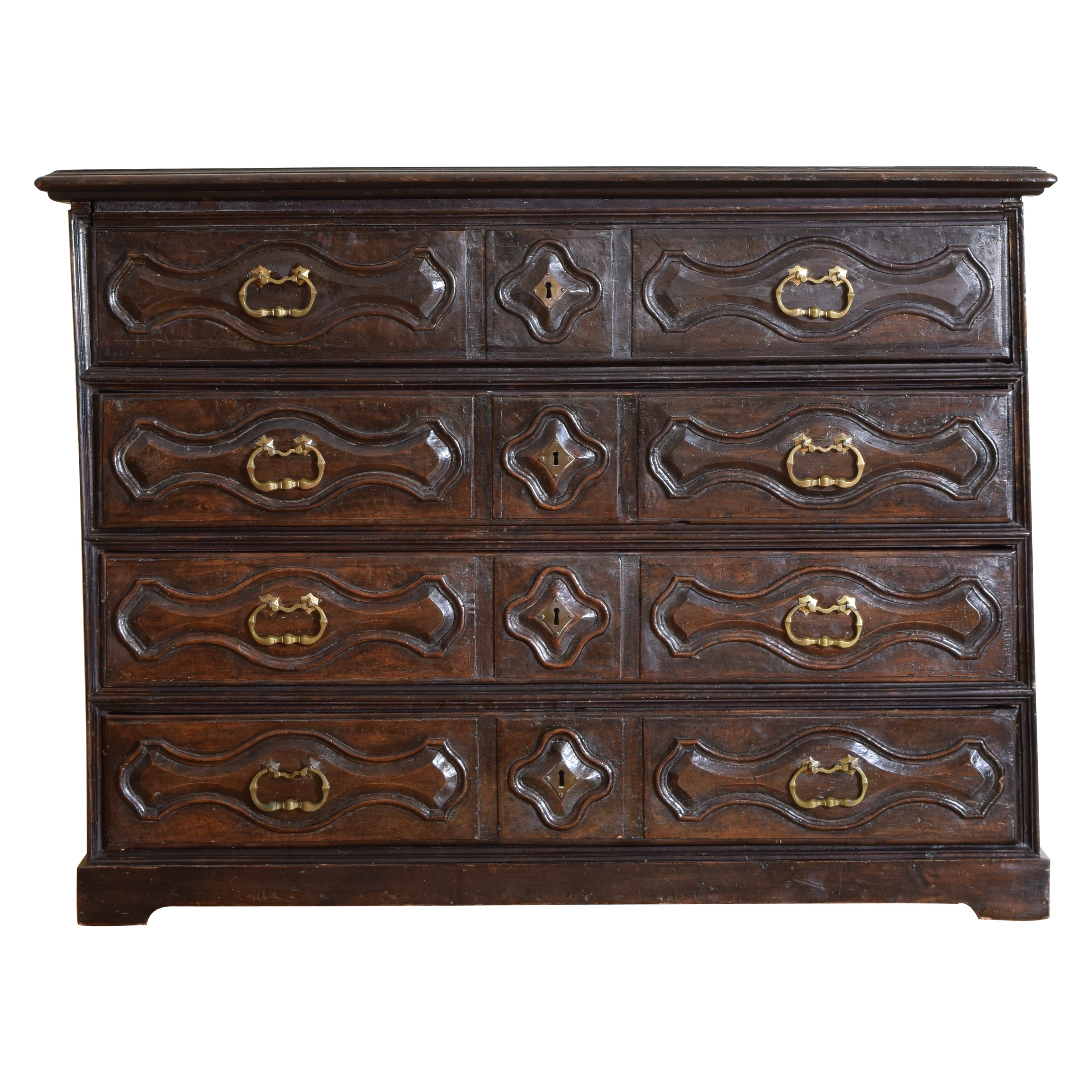 Italian, Piemontese, Carved Ebonized Walnut Secretary Commode, 17th/18th Cen